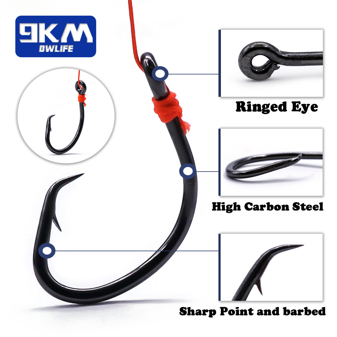 9KM Circle Hooks 25~50Pcs Salt - огляд і ціна Fishing Hook Circle