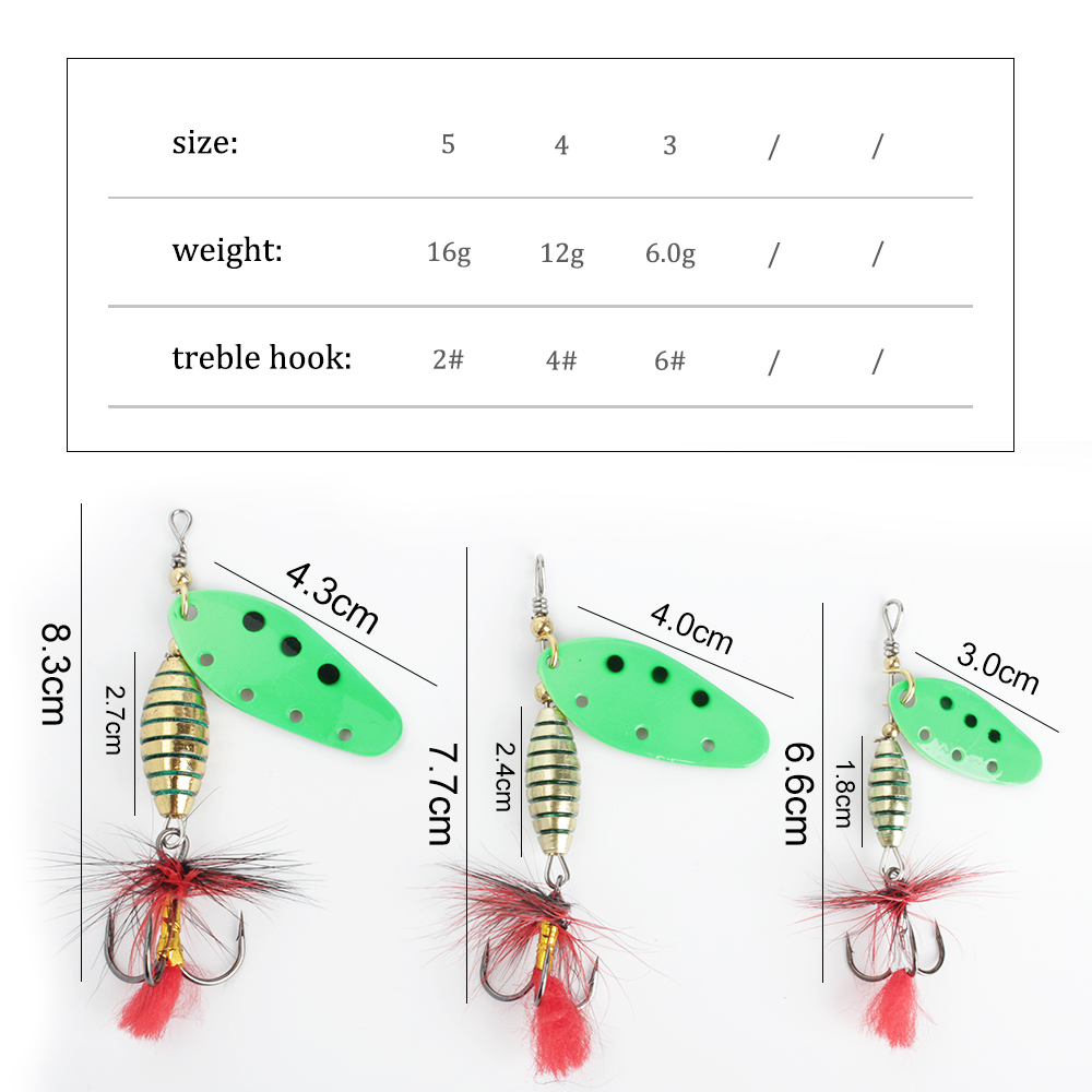 FTK 6g 12g 16g Metal Spinner B - огляд і ціна Fishing Hook Treble