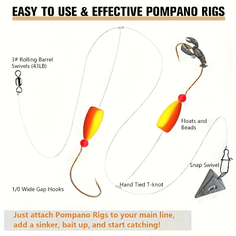3pcs Pompano Rigs Surf Fishing - огляд і ціна Fishing Hook Circle