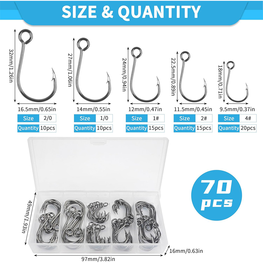 70Pcs Fishing Inline Single Ho - огляд і ціна Fishing Hook Circle