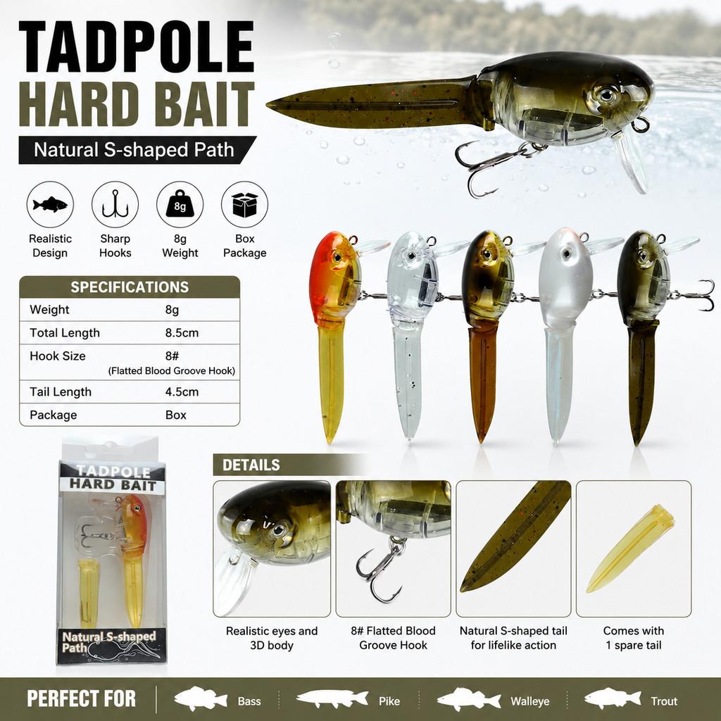 1pcs Tadpole Hard Bait Fishing - огляд і ціна Fishing Hook Treble